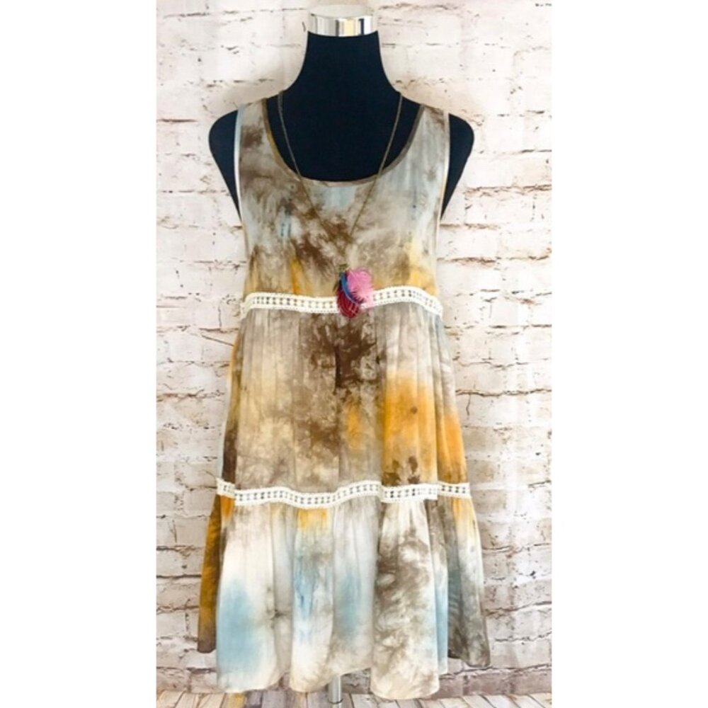 NWT Boho Tie-Dye Mini Slip Dress Tunic  • Coastal Grandmother Hippie Festival - Picture 12 of 14
